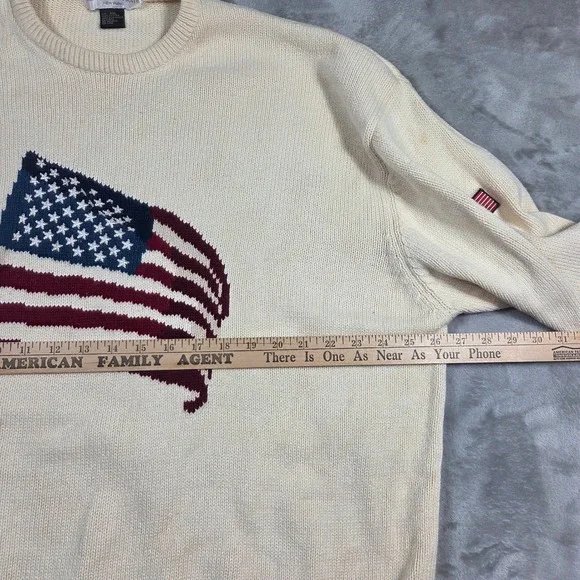 Vtg The Executive Suite New York Mens American Flag‎ Knit Sweater XXL Preppy Y2k